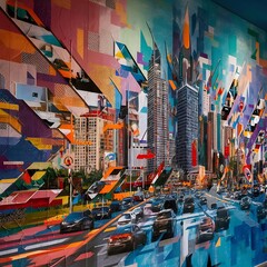 Wall Mural - Colorful wall background, copy space