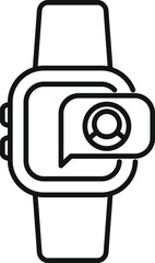Poster - smartwatch receiving message with contact icon on screen, simple design, outline icon concept