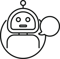 Canvas Print - Simple chatbot icon with an open speech bubble representing ongoing communication