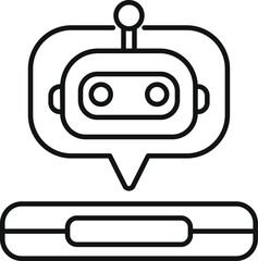 Poster - Simple outline icon of a chatbot speaking through a smartphone, representing artificial intelligence assisting users