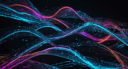 Poster - Digital data flow with neon light abstract background