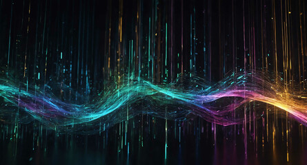 Aufkleber - Digital data streams glowing light abstract background