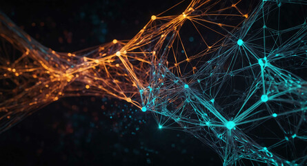 Poster - Digital mesh network glow abstract background