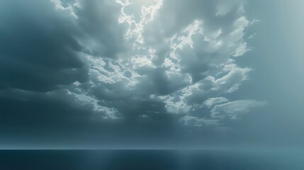 Dark Blue Skies with Light Over the Ocean