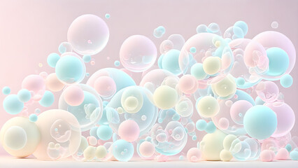 Soft pastel colored soap bubbles background 3d wallpaper