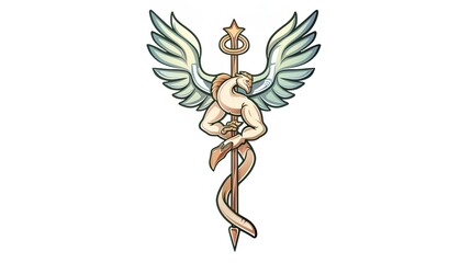 caduceus symbol in white background