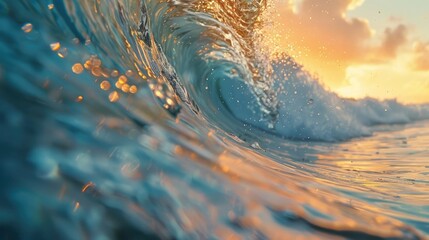 Poster - Close-up low-angle view of ocean wave