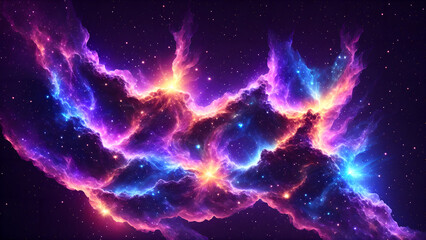 blinking glimmers in a colorful nebula background 3d wallpaper