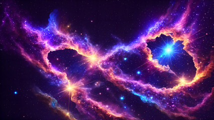 blinking glimmers in a colorful nebula background 3d wallpaper