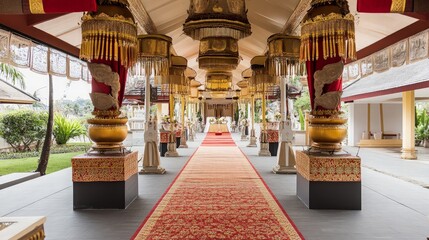 Wall Mural - Decorated Corridor with Gold and Red Ornaments