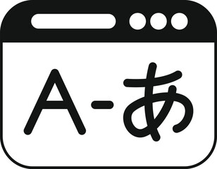 Poster - this vector icon represents the concept of online japanese learning through an interface displaying 