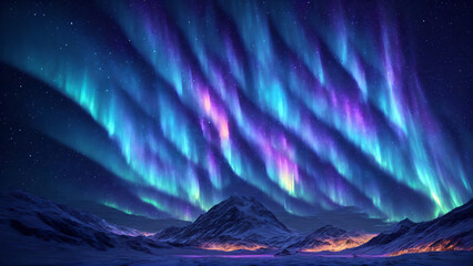 Glimmering Aurora Borealis background 3d wallpaper