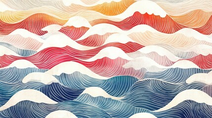 Sticker - Abstract Watercolor Painting of Flowing Lines and Curved Shapes