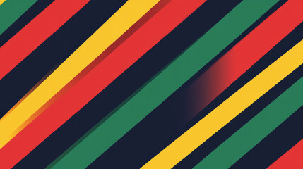 Wall Mural - A design with diagonal stripes in red, green, and yellow against a dark blue background.