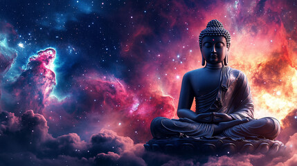 Meditation Buddha  with colorful background