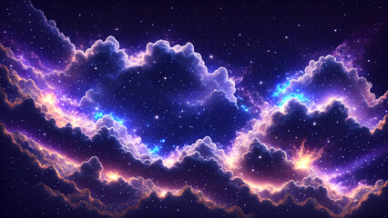 abstract cosmic cloud with scattered glimmers blinking across a dark background 3d wallpaper