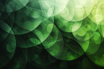 Wall Mural - abstract background with overlapping circles in various shades of green