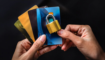 Poster - secure payment cards with lock symbol