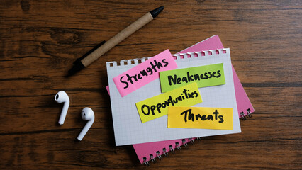 SWOT analysis concept, swot analysis strategy diagram, Strength and weakness, Opportunity and Threat.