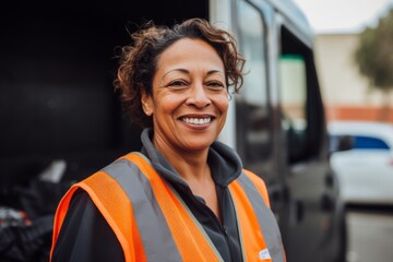 Wall Mural - Portrait of a middle aged black female sanitation worker