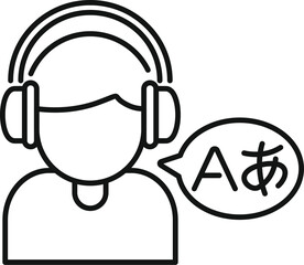 Poster - call center operator is speaking different languages using headphones