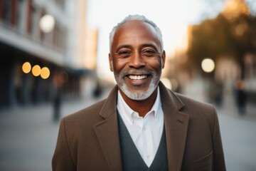 Wall Mural - Portrait of a senior casual African American man in the city