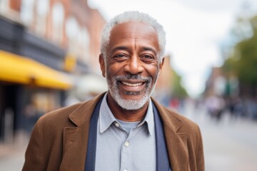 Wall Mural - Portrait of a senior casual African American man in the city