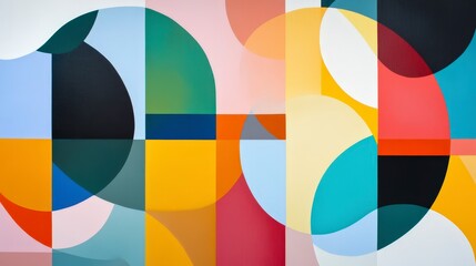 Poster - Vibrant Geometric Abstract Art with Bold Shapes and Patterns on Clean White Background