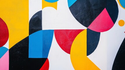Poster - Vibrant Geometric Abstract Art with Bold Shapes on Clean White Background