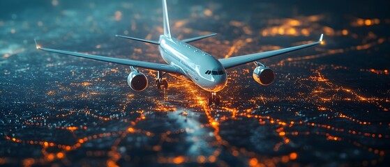 Poster - Aerial logistics route planning concept showcasing the advanced technology and strategies used to determine the most efficient air transportation network and distribution routes