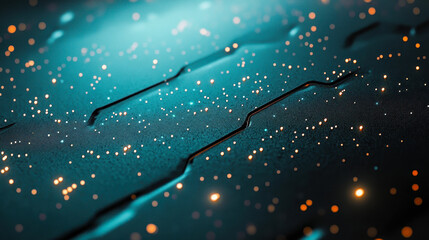 Poster - futuristic black technology background with glowing dots and circuit lines for innovation and high-t