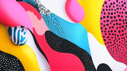 Fototapete - Close-up of a vibrant, modern graphic design featuring dynamic shapes and bright colors, perfect for digital media and creative projects.