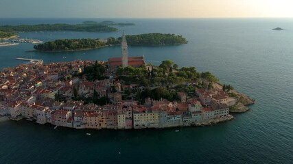 Wall Mural - experience a breathtaking aerial view of rovinj, croatia, highlighting its rich historical architect