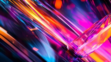 Aufkleber - Close-up of an abstract background with a burst of bright, neon colors and geometric patterns, creating an energetic and contemporary visual effect.