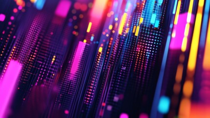 Aufkleber - Close-up of an abstract background with a burst of bright, neon colors and geometric patterns, creating an energetic and contemporary visual effect.