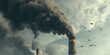 © SnowElf - Black polluting smoke flying from a chimney against the sky. Techniques for capturing and storing co2 emissions from the atmosphere.