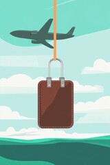 Airplane Above a Hanging Suitcase Illustration