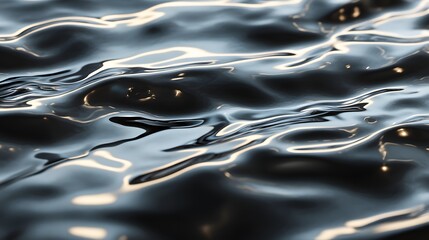 110. Shiny, reflective liquid surface with gentle waves