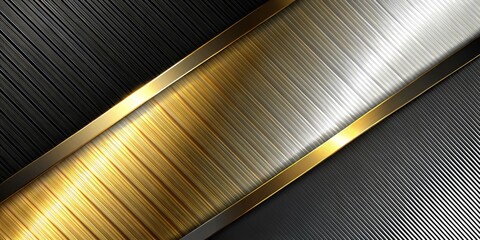 Wall Mural - Striped Gold and Silver Metallic Diagonal Abstract, gold, silver, stripes