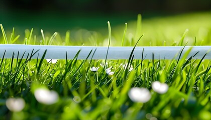 Wall Mural - vibrant green grass against a pure white background