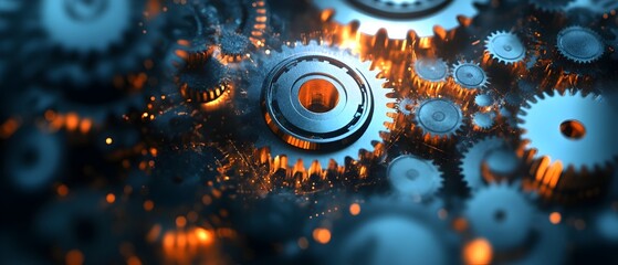 Poster - gears and cogs symbolizing the machinery and mechanisms that drive continuous improvement productivi
