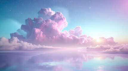 a beautiful sky with a pink cloud and a sun in the background