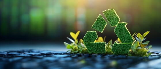 Recycling icon made of green leaves representing lean management practices and the optimization imperative