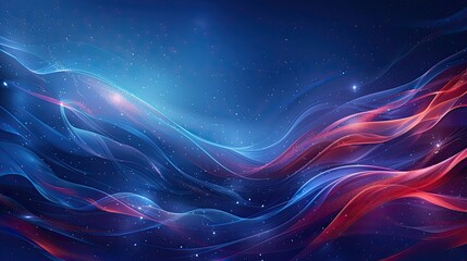 Wall Mural - A blue and red wave with stars in the background