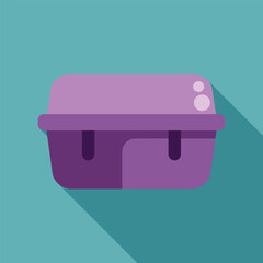Poster - purple styrofoam food container, commonly seen at restaurants and food stalls, is sitting on a table