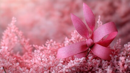 Sticker - Pink Bow on Pink Flowers