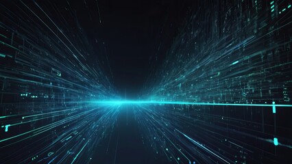 Poster - Abstract Digital Lines and Glowing Blue Beams Create a Futuristic Background Scene, Illustrating Concepts of Speed and Technology