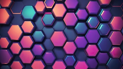 Aufkleber - Colorful Hexagonal Patterns in Vibrant Purple and Blue Shades Create an Abstract Background