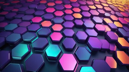 Aufkleber - Colorful Hexagonal Patterns Form an Abstract Background With Vibrant Gradients Reminiscent of Digital Art at Dusk