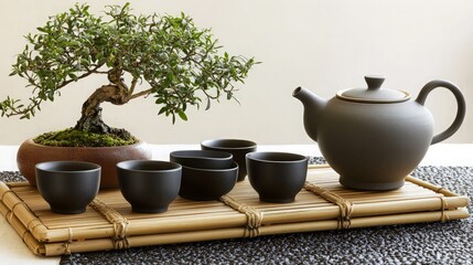 Wall Mural - Traditional Japanese Tea Ceremony Setup